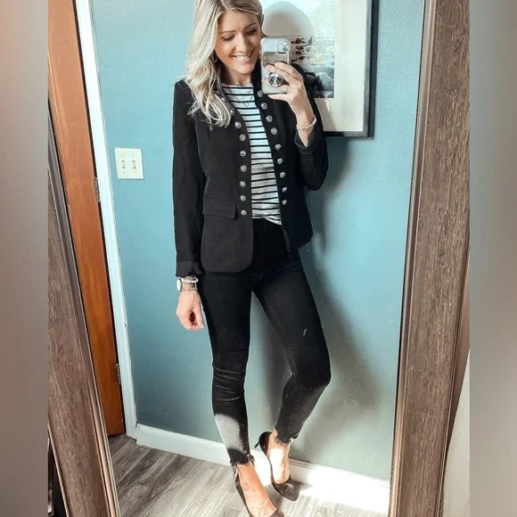 GRAPENT Women's Business Casual Buttons Pockets Open Front Blazer Suit Cardigan